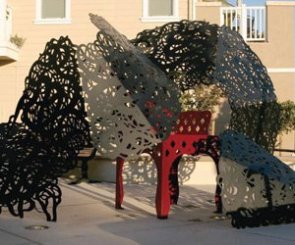 "Dona Benicia's Mantilla (envelops the General's chair)" by Linda Fleming at Harbor Walk, First Street and East B Street